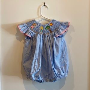 Summer hula smocked girls bubble